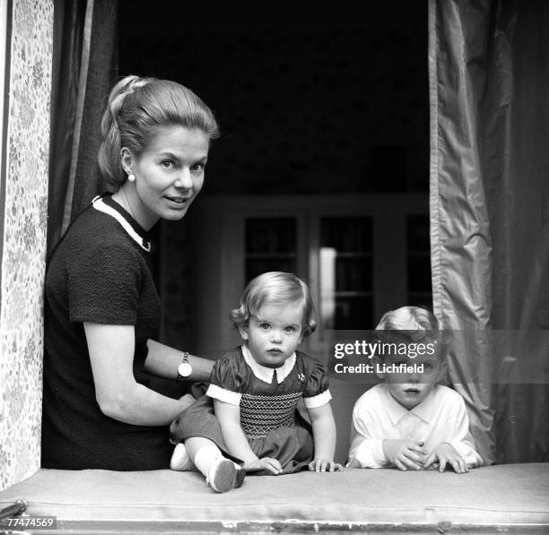 The Duchess of Kent with her children The Earl of St Andrews and Lady Helen Windsor at their home Coppins, near Iver, Buckinghamshire, 17th March...