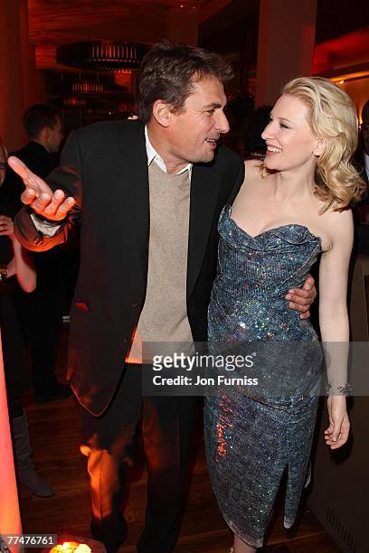 Tim Bevan and Cate Blanchett attend the "Elizabeth: The Golden Age" film premiere After Party at Skylon, Royal Festival Hall on October 23, 2007 in...