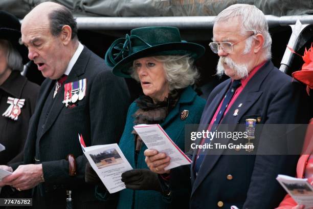 Camilla, Duchess of Cornwall, Patron of the 7th Armoured Division, attends a short Service of Remembrance at a special commemoration at the 7th...