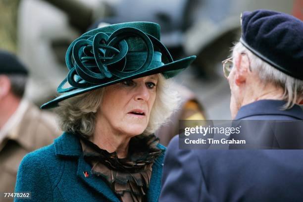 Camilla, Duchess of Cornwall, Patron of the 7th Armoured Division, meets veterans at a special commemoration at the 7th Armoured Division Memorial,...