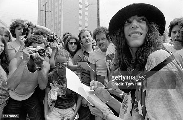 Singer-songwriter-poet Patti Smith appears at Peaches Records before opening for the Rolling Stones on June 12, 1978 in Atlanta, Georgia.