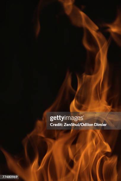 flames, full frame - fire black background stock pictures, royalty-free photos & images