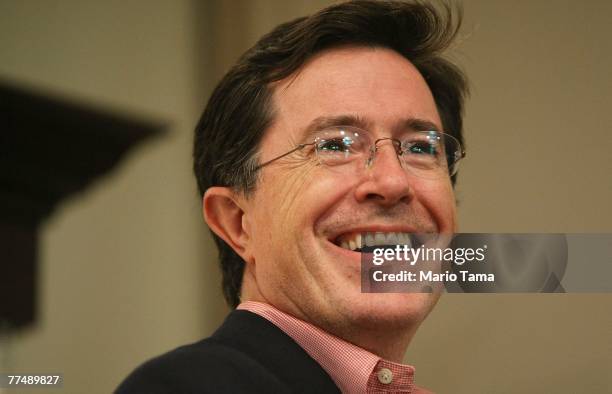 Comedian Stephen Colbert, host of 'The Colbert Report,' appears at a reading of his new book "I Am America " at the Union Square Barnes and Noble on...