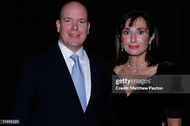 Prince Albert II of Monaco and Consul General of Monaco Maguy Maccario Doyle attend the Consulate General of Monaco and Wynn Resorts' Casino Couture...