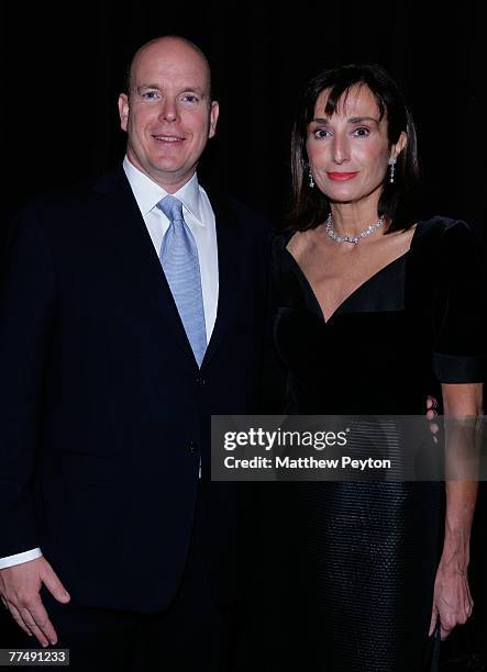 Prince Albert II of Monaco and Consul General of Monaco Maguy Maccario Doyle attend the Consulate General of Monaco and Wynn Resorts' Casino Couture...