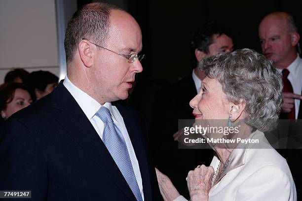 Prince Albert II of Monaco and Princess Grace bridesmaid Sally Parrish Richardson attend the Consulate General of Monaco and Wynn Resorts' Casino...
