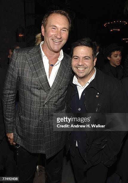 Hal Rubenstein and Narciso Rodriguez attend a pre-party celebration for New York's Night of Stars' honorees Howard Socol and Alber Elbaz hosted by...