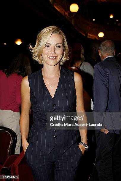 Laurence Ferrari attends the French TV channel "Canal +" press conference to announce the schedule for 2007/08 August 28, 2007 at the Theatre du...