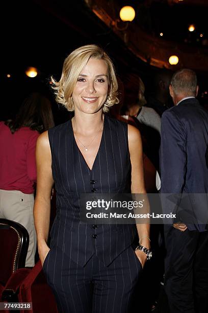 Laurence Ferrari attends the French TV channel "Canal +" press conference to announce the schedule for 2007/08 August 28, 2007 at the Theatre du...