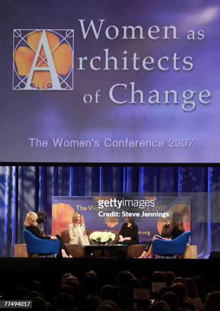 Ann Romney, Michelle Obama, Jeri Thompson, Elizabeth Edwards, Cindy Hensley McCain and First Lady Maria Shriver speak during a "Conversation with...