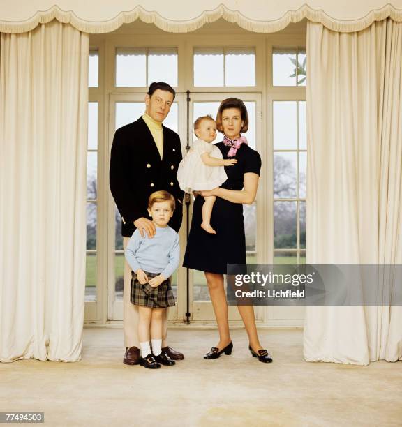 Princess Alexandra, The Hon Angus Ogilvy, Mr James Ogilvy and Miss Marina Ogilvy at home at Thatched House Lodge on 26th January 1968. .