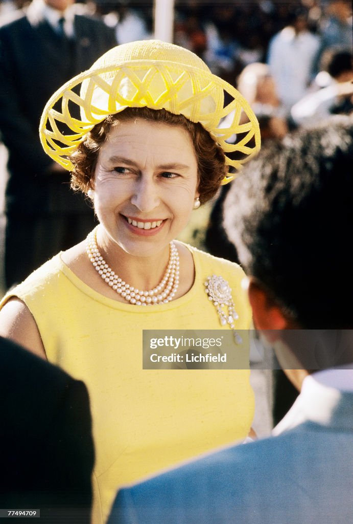 HM The Queen on a walkabout on the Seychelles in March 1972. Part of ...
