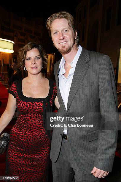 Marcia Gay Harden and Thaddaeus Scheel at the Warner Bros. Premiere of "Rails & Ties" at the Steven J Ross Theater on October 23, 2007 in Burbank,...