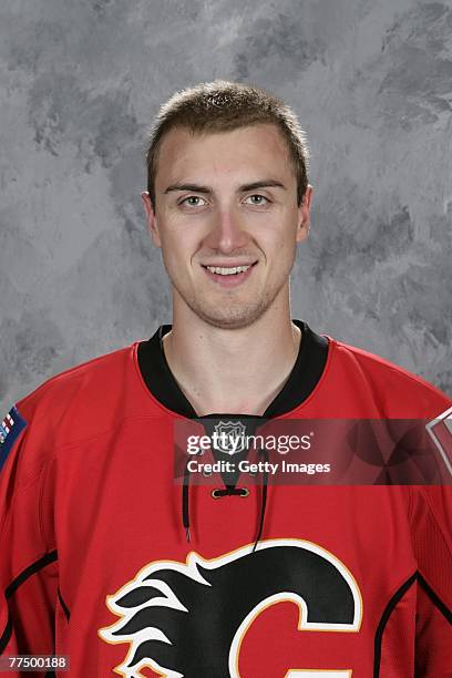 Matt Pelech of the Calgary Flames poses for his 2007 NHL headshot at photo day in Calgary, Alberta, Canada.