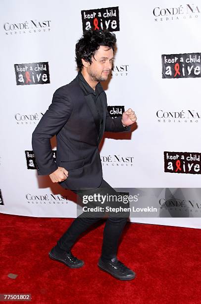 Musician Billie Joe Armstrong of Green Day arrives at the 4th Annual Black Ball concert for Keep a Child Alive presented by the Conde Nast Media...