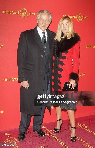 Giuliano and Vera Gemma attend Roberto Cavalli at H&M collection launch party on October 25, 2007 in Rome, Italy.