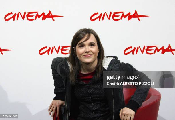 Canadian actress Ellen Page poses during the photocall of "Juno", 26 October 2007, at the second annual film festival in Rome. "Juno" directed by...