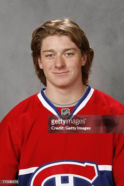 Ryan White of the Montreal Canadiens poses for his 2007 NHL headshot at photo day in Montreal, Quebec, Canada.
