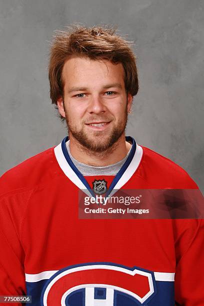 Guillaume Latendresse of the Montreal Canadiens poses for his 2007 NHL headshot at photo day in Montreal, Quebec, Canada.