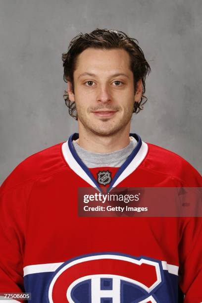 Mark Streit of the Montreal Canadiens poses for his 2007 NHL headshot at photo day in Montreal, Quebec, Canada.