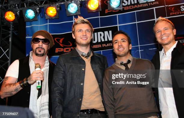The Backstreet Boys performing 3 songs onstage to promote their upcoming album ?Unbreakable? at the Potsdamer Platz Arkaden, October 10 in Berlin,...