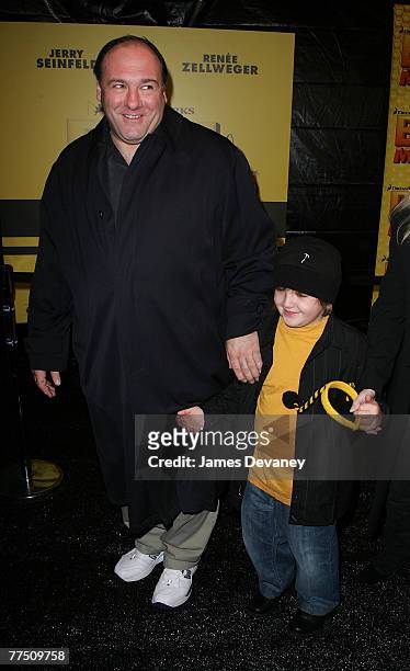 James Gandolfini and son Michael arrive to the "Bee Movie" Premiere at Loews Lincoln Square in New York City on October 25, 2007 in New York.