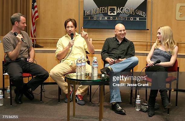 Actors Anthony DeSantis, David Duchovny, Evan Handler and Rachel Miner at the SAG Foundation Screening of Californication Episode: 112 "The Last...
