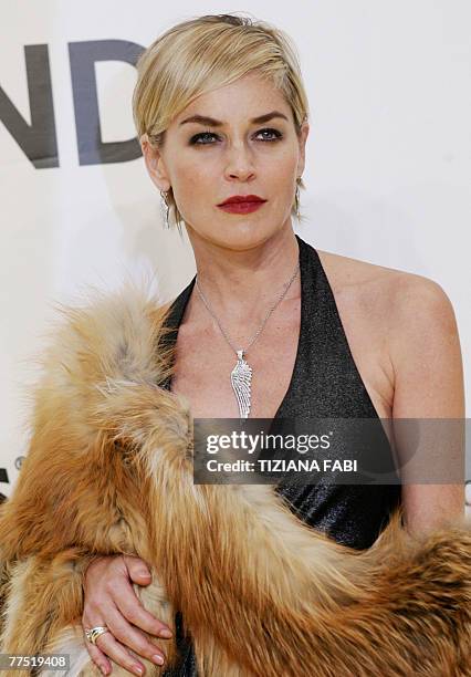Actress Sharon Stone, chairman of amfAR?s Campaign for AIDS Research, arrives to serve as chair of amfAR?s first Cinema Against AIDS Rome during the...