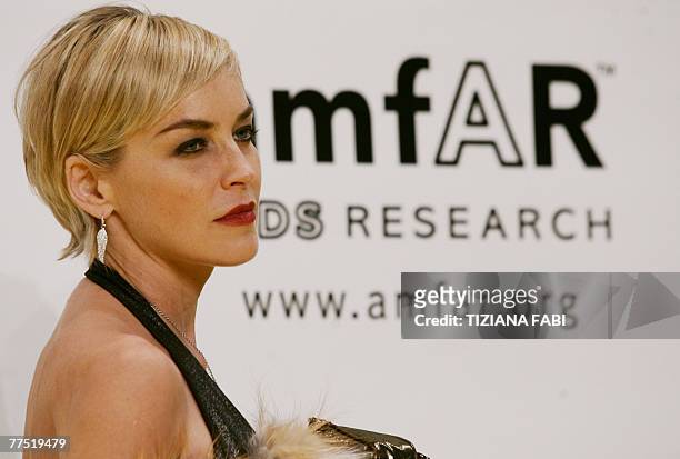 Actress Sharon Stone, head of amfAR?s Campaign for AIDS Research, arrives to serve as chair of amfAR?s first Cinema Against AIDS during the Film...