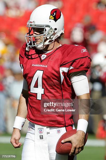 Quarterback Tim Hasselbeck of the Arizona Cardinals watches during a game against the Washington Redskins on October 21, 2007 at FedEx Field in...