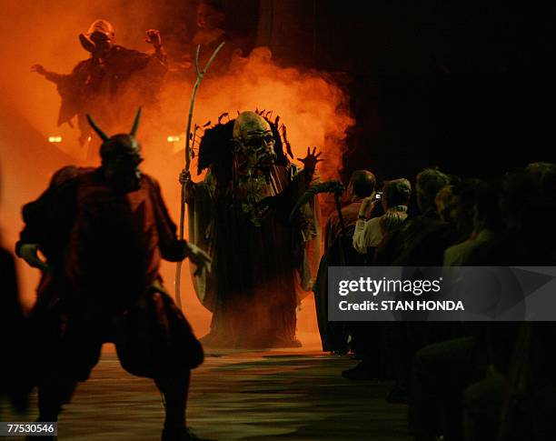 Masked ghouls walk out of the stage during the "Halloween Extravaganza & Procession of the Ghouls", 26 October 2007, in The Cathedral Church of St....