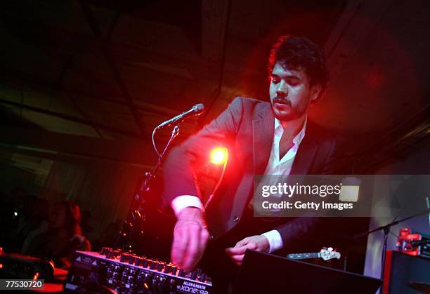 Matthew Dear performs during a party hosted by DKNY Jeans and DETAILS magazine at the Stoli Hotel October 26, 2007 in Chicago, Illinois.