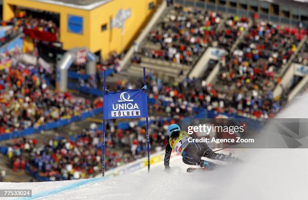 Julia Mancuso of the USA takes second place during the Alpine FIS Ski World Cup. Women's Giant Slalom on October 27, 2007 in Soelden, Austria.