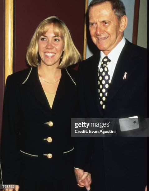 Actor Tony Randall and his wife Heather Harlan attend the Women's Campaign Fund party at Pfizer World Headquarters October 15, 1996 in New York City....