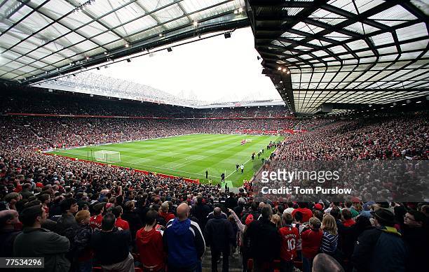 Wide shot of the interior of Old Trafford ahead of the Barclays FA Premier League match between Manchester United and Middlesbrough at Old Trafford...