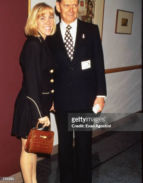 Actor Tony Randall and his wife Heather Harlan attend the Women's Campaign Fund party at Pfizer World Headquarters October 15, 1996 in New York City....