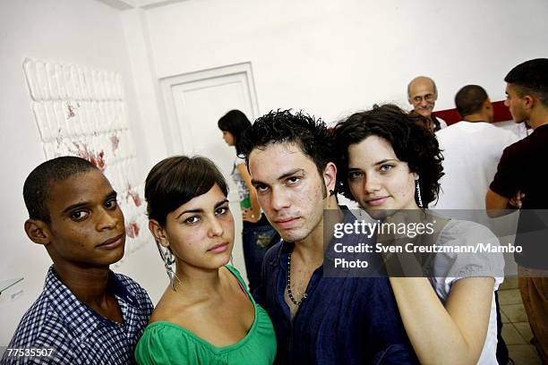 Young Cuban art students Rodney Batista Herrera , Mari Claudia Garcia Ruiz, Alejandro Gomez Rondon and Camila Garcia Enriquez pose October 26, 2007...