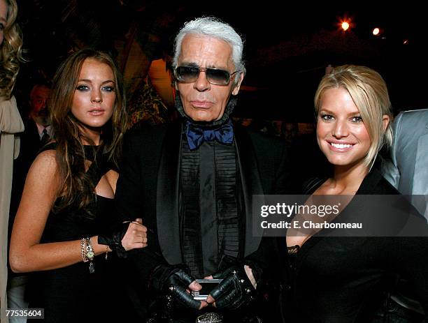 Lindsay Lohan, Karl Lagerfeld and Jessica Simpson