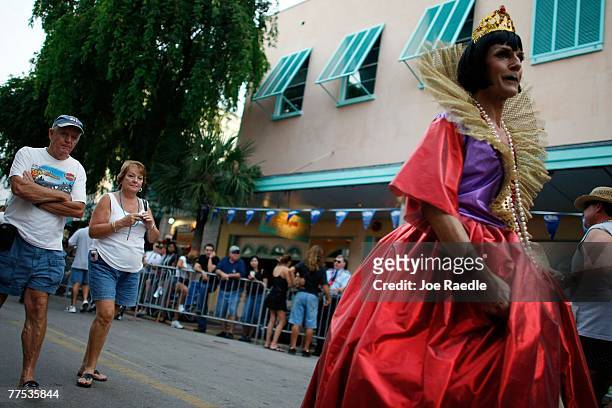 Man participating in the Fantasy Fest Masquerade March wears his custome October 27, 2007 in Key West, Florida. The 10-day costuming and masking...