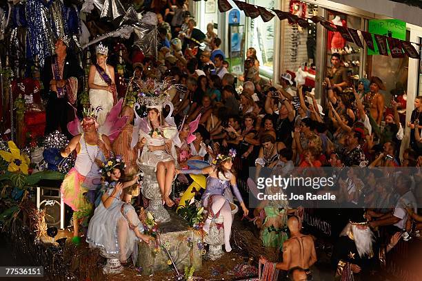 Float passes through the streets during the Fantasy Fest Masquerade parade October 27, 2007 in Key West, Florida. The ten day costuming and masking...
