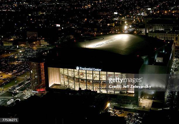 General view of the Prudential Center during the first hockey game played there, between the Ottawa Senators and the New Jersey Devils October 27,...