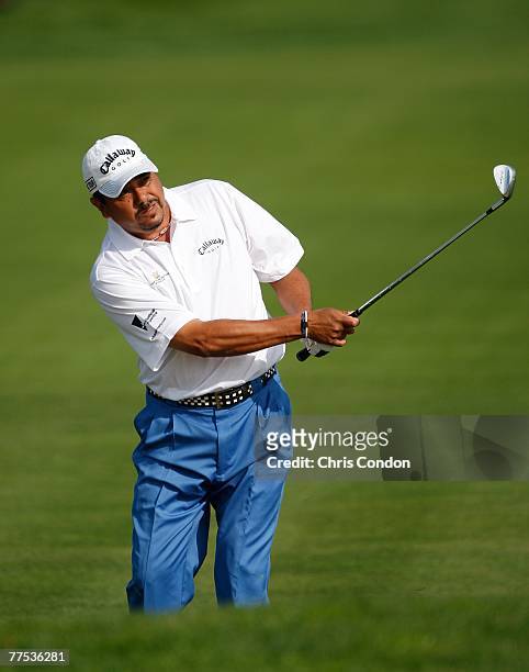 Eduardo Romero hits to the second green during the third round of the Charles Schwab Cup Championship at Sonoma Golf Club October 27, 2007 in Sonoma,...
