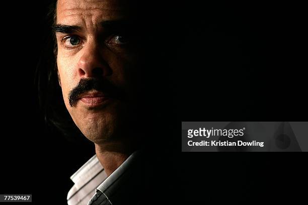 Singer Nick Cave attends the press conference backstage with the Hall of Fame Inductee award recognisiing his career in music, at the 2007 ARIA...