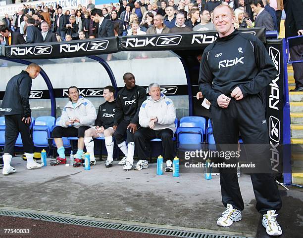 Gary Megson, the new Bolton Wanderers manager looks on from the bench ahead of the Barclays Premier League match between Bolton Wanderers and Aston...