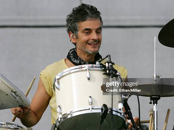 Simone Pace of the band Blonde Redhead performs during the Vegoose music festival at Sam Boyd Stadium's Star Nursery Field October 27, 2007 in Las...