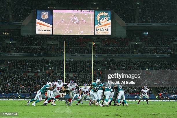 General view of play during the NFL Bridgestone International Series match between New York Giants and Miami Dolphins at Wembley Stadim on October...