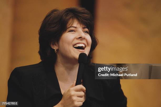 American journalist and author Naomi Wolf speaks at the Hay Festival of Literature & Arts in Hay-on-Wye, Wales in May 1994.