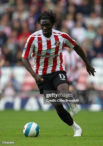 Kenwyne Jones of Sunderland in action during the Barclays Premier League match between Sunderland and Fulham at the Stadium of Light on October 27,...