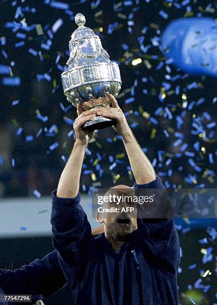 File photo taken 06 May 2007 shows Ajax-player Jaap Stam lifting the KNVB Cup after Ajax Amsterdam won the KNVB cupfinal over AZ Alkmaar at the Kuip...