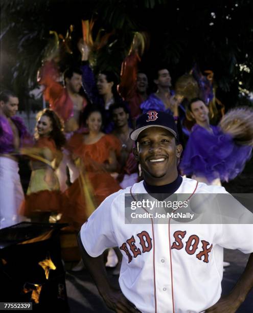 Pedro Martinez poses in front of a mariachi band in march of 1998 in Miami, Florida. Martinez has three Cy Young Awards to his credit and is thought...